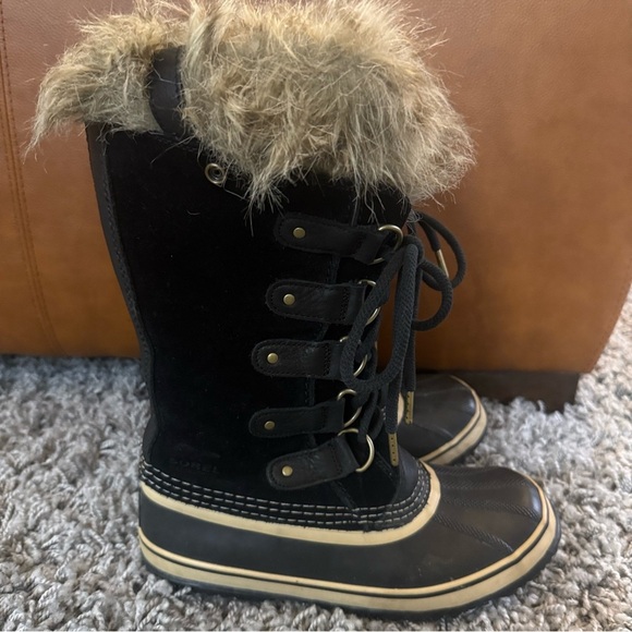 Sorel Joan of Arctic Boot Winter Snow suede & faux fur Women’s size 7.5 Black - Picture 2 of 13